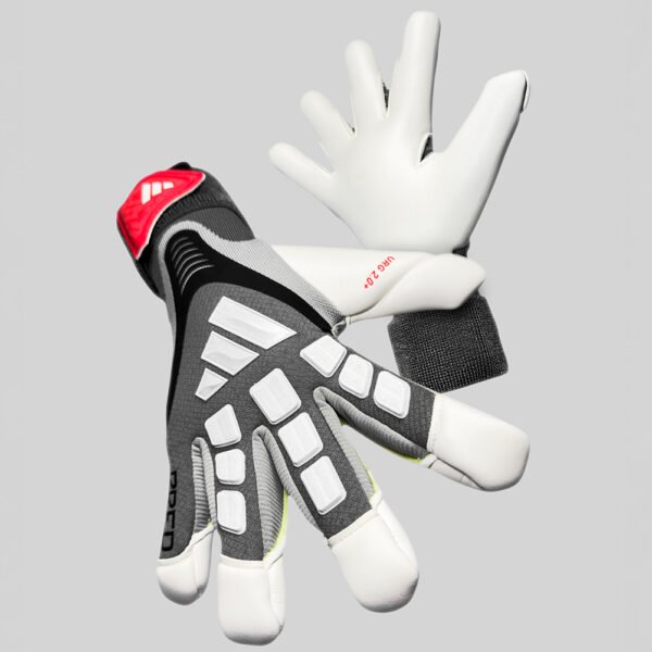 37303 Adidas Predator Pro Hybrid Strap Goalkeeper Gloves, "Finisher's Steel" collection.