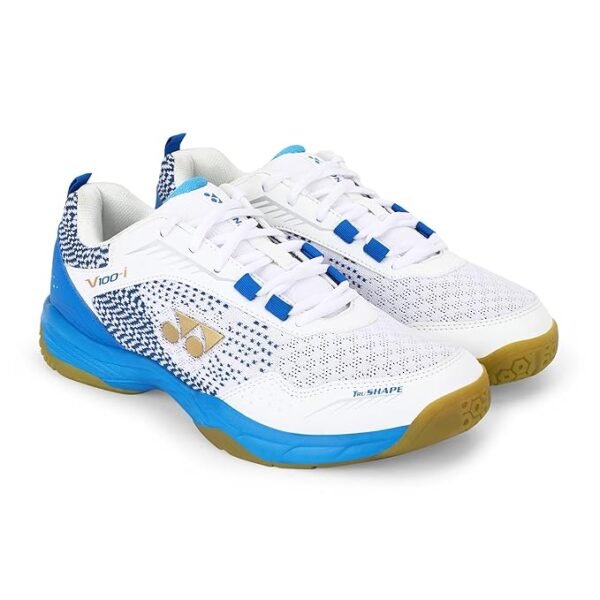 81mESFeacoL._SX679_ Yonex V100i Men’s Badminton Shoes – White Blue / Ceramic Blue