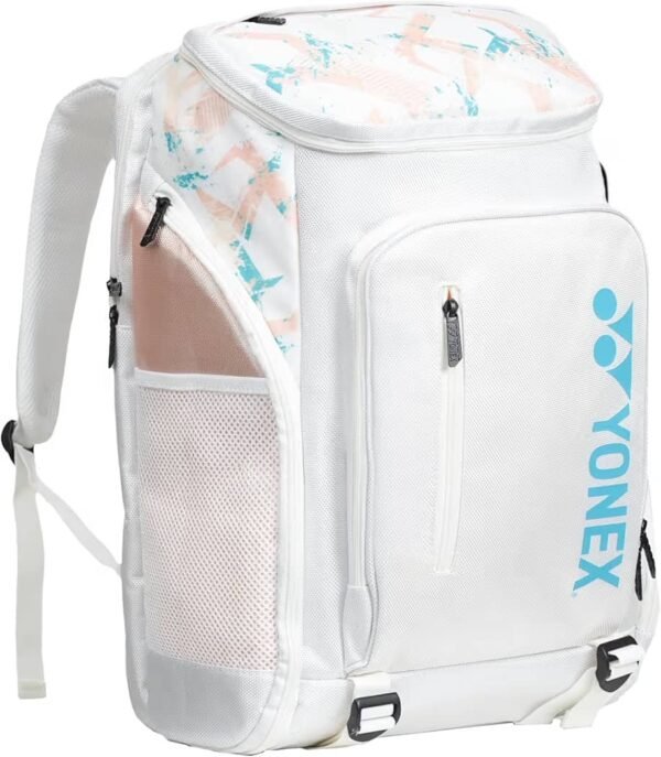 Yonex All Day Backpack (Model: AD1-Q014-524-0712 / BAG524B0712Z) in the Star White / Crème De Peche colorway.