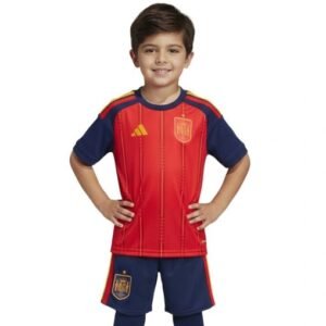 conjunto-adidas-espana-primera-equipacion-mundial-2026-nino-red-0 Spain national home kit "KIDS" manufactured by Adidas, designed for the 2026 World Cup.
