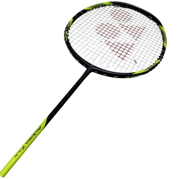 yonex_arcsaber_7_play_badminton_racket_14_ Yonex Arcsaber 7 Play badminton racket alongside its coordinating black and blue full-length storage cover.