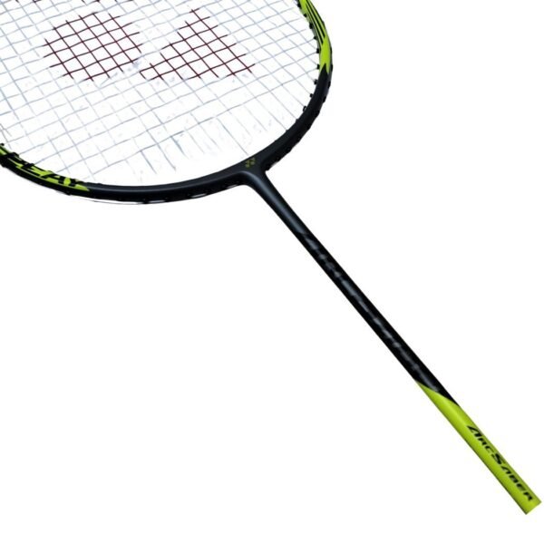 yonex_arcsaber_7_play_badminton_racket_9_ Yonex Arcsaber 7 Play badminton racket alongside its coordinating black and blue full-length storage cover.
