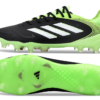9d6f743a Adidas Copa Pure III Elite FG in the Core Black, Footwear White, and Lucid Lemon colorway.